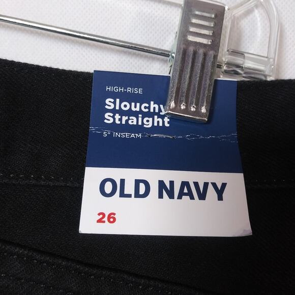 Old Navy High-Waisted Slouchy Straight Ripped Cut-Off Black Jean Shorts Size 26 - Picture 6 of 9